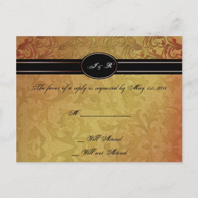 Fall Regency Wedding RSVP Einladungspostkarte (Vorderseite)