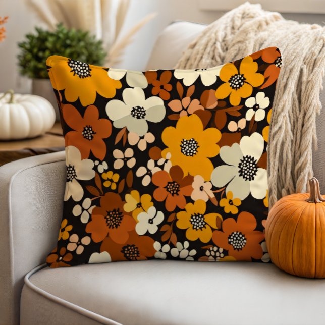 Fall Retro Floral Kissen (Von Creator hochgeladen)