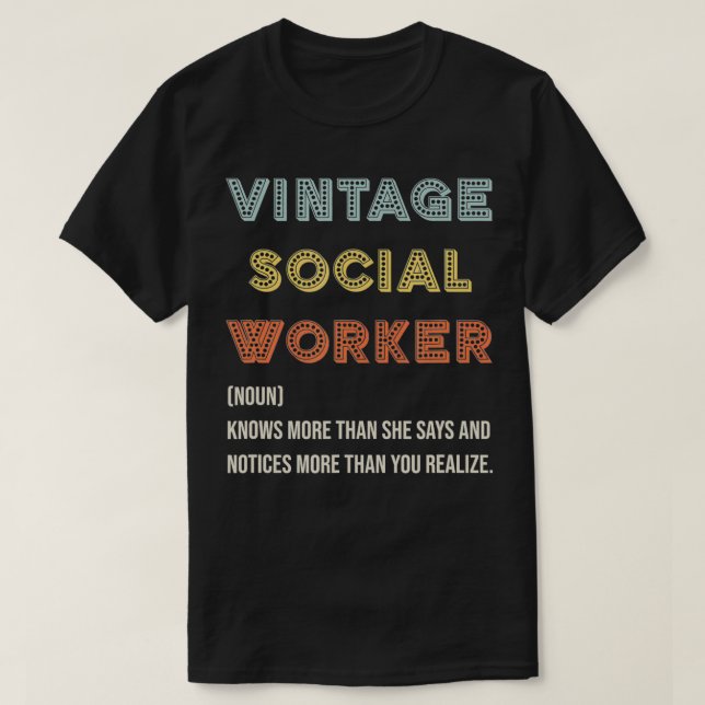 Fall "Retro Social Worker" - Definition des öffent T-Shirt (Design vorne)