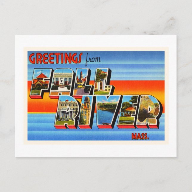 Fall River Massachusetts MA Old Travel Souvenir Postkarte (Vorderseite)