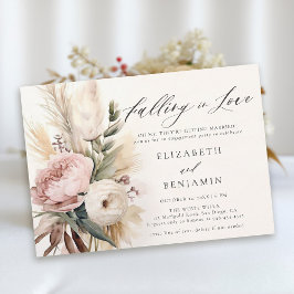 Fall Romantische Peony Rosen Pampas Engagement Par Einladung