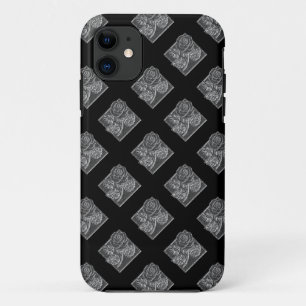 Fall Rose-Diamonds-17-Silver-Black-iPhone 5/5 iPhone 11 Hülle