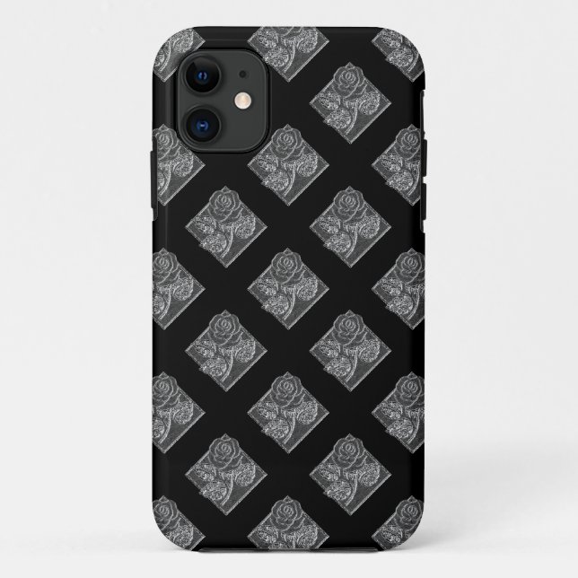 Fall Rose-Diamonds-17-Silver-Black-iPhone 5/5 Case-Mate iPhone Hülle (Rückseite)