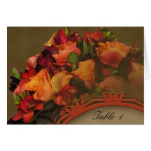 Fall-Rosen-Blumenstrauß-Tischnummerzeltkarte