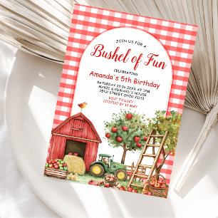 Fall Rot Gingham Spaß zum Geburtstag Einladung