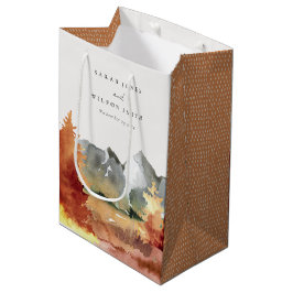 Fall Rust Orange Mountain Trees Foliage Hochzeit Mittlere Geschenktüte