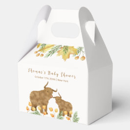 Fall Rustic Boho Highland Cow Baby Showdusche Geschenkschachtel