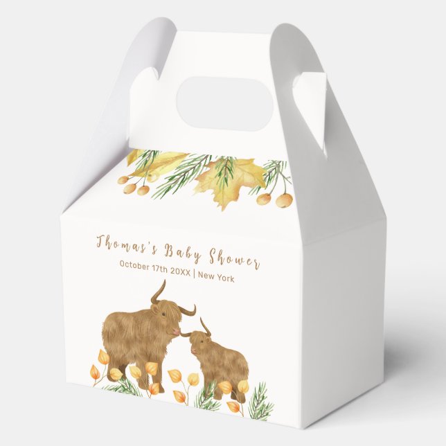 Fall Rustic Boho Highland Cow Baby Showdusche Geschenkschachtel (Vorderseite)