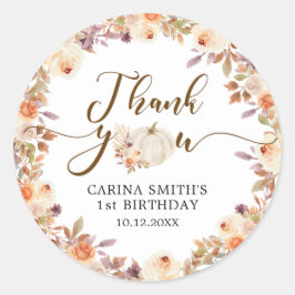 Fall Rustic Boho Pumpkin onderdery Vielen Dank Runder Aufkleber