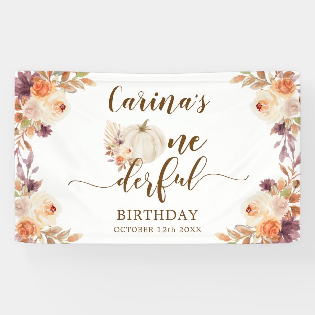 Fall Rustic Boho Pumpkin Onederday Banner (Horizontal)