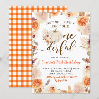 Fall Rustic Boho Pumpkin Onederday Invita Einladung