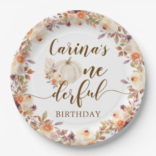 Fall Rustic Boho Pumpkin Onederful Paper Plate Pappteller