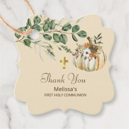 Fall Rustic Brown Greenery First Holy Communion Geschenkanhänger