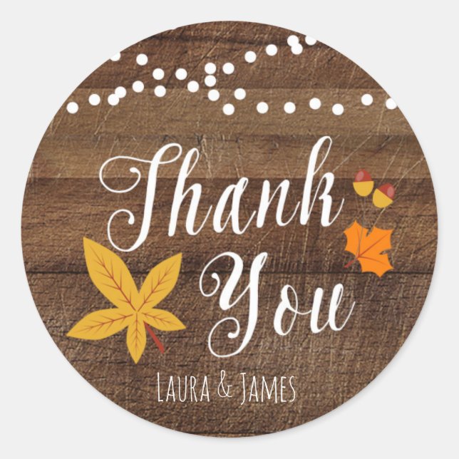 Fall Rustic Danke Stickers (Vorderseite)