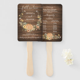 Fall Rustic Floral Harvest Pumpkin Wedding Program Fächer