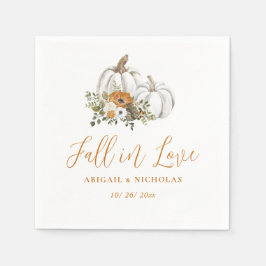 Fall Rustic Floral Pumpkin Wedding Napkins Serviette