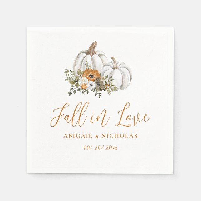 Fall Rustic Floral Pumpkin Wedding Napkins Serviette (Vorderseite)