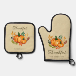 Fall Rustic Happy Thanksgiving Ofenhandschuh & Topflappen-Set