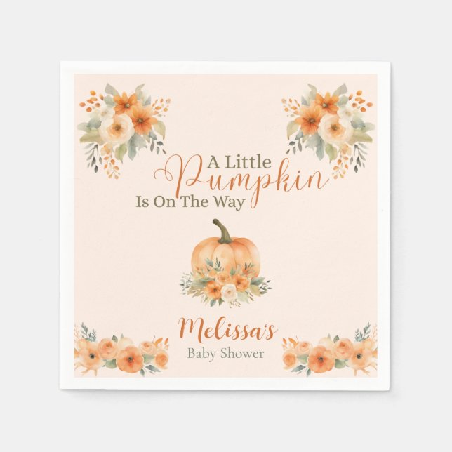 Fall Rustic Orange Pumpkin Baby Shower  Serviette (Vorderseite)