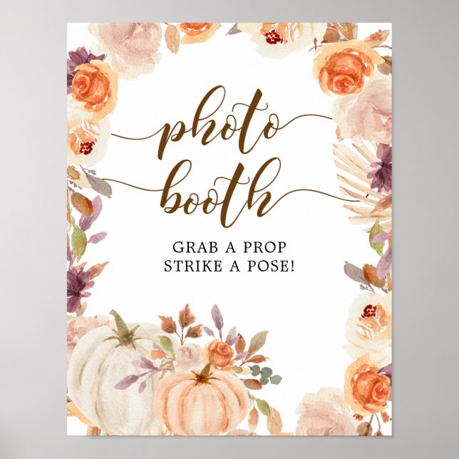 Fall Rustic Pumpkin Onederday Foto Booth Poster (Vorne)