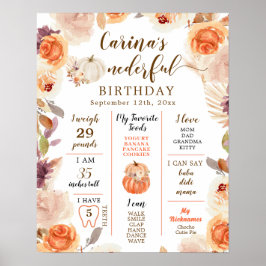 Fall Rustic Pumpkin Onederness ersten Geburtstag Z Poster