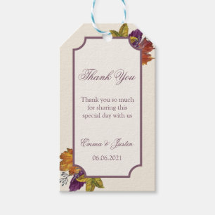 Fall Rustic Watercolor Blätter Hochzeit Vielen Dan Geschenkanhänger