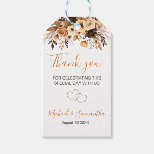 Fall Rustikale Braun und Elfenbeinküste Rose Hochz Geschenkanhänger