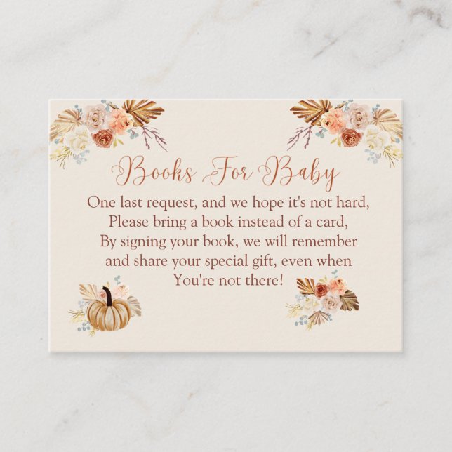 Fall Rustikale Elegante Terracotta-Bücher für Kind Begleitkarte (Vorderseite)