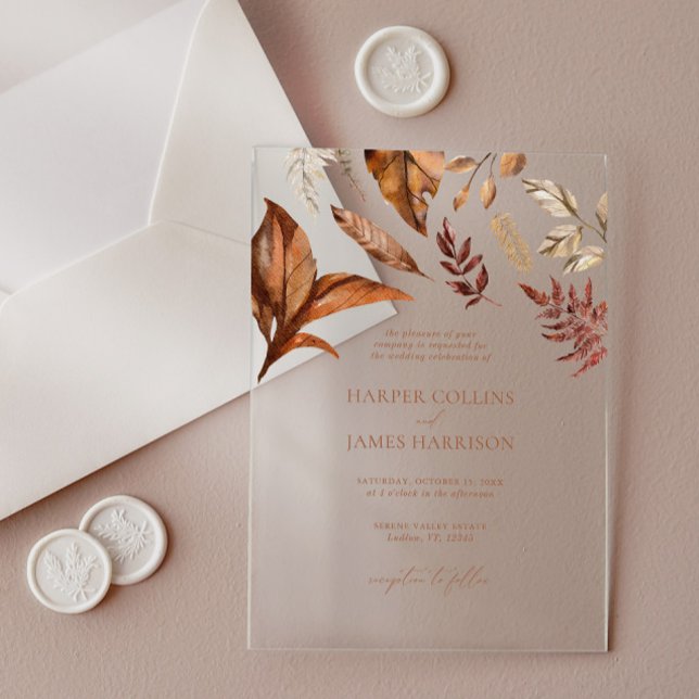 Fall Rustikale Hochzeit Terracotta Acryleinladungen (Fall Rustic Terracotta Floral Wedding Acrylic Invitations)