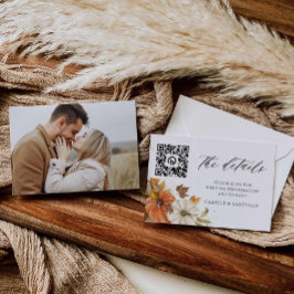 Fall Rustikale Hochzeitskarte mit QR-Code Begleitkarte