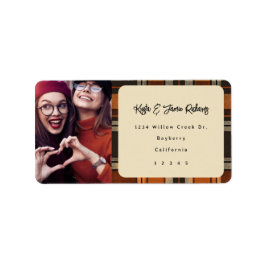 Fall Rustikale Karierte Herbstadresse des benutzer Adressaufkleber