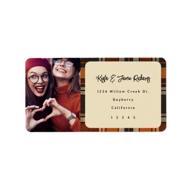 Fall Rustikale Karierte Herbstadresse des benutzer Adressaufkleber (Vorne)