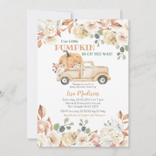Fall Rustikale Peach Pumpkin Truck Baby Dusche Einladung