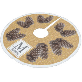 Fall Rustikale Pinecones Personalisiert Familienna Polyester Weihnachtsbaumdecke