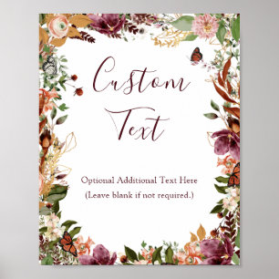 Fall Rustikales botanisches Brautparty Zeichen Poster