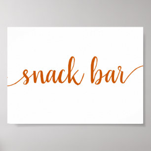 Fall   Rustikales Burnt Orange Snack Bar Sign Poster