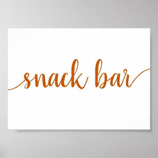 Fall | Rustikales Burnt Orange Snack Bar Sign Poster (Vorne)