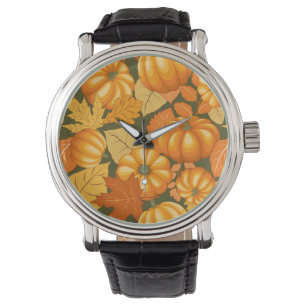 Fall Saison Halloween Pumpkins Muster Armbanduhr