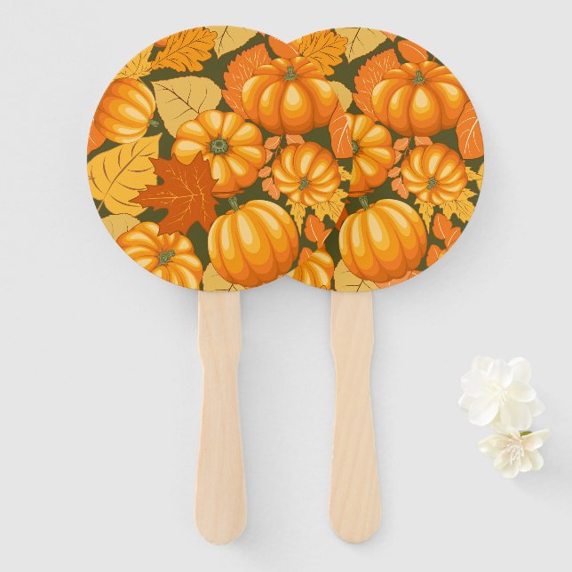 Fall Saison Halloween Pumpkins Muster Fächer (Vorne und Hinten)