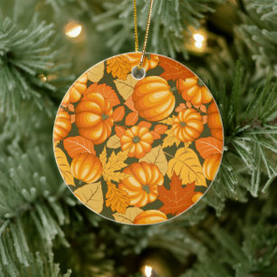 Fall Saison Halloween Pumpkins Muster Keramik Ornament