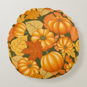 Fall Saison Halloween Pumpkins Muster Rundes Kissen