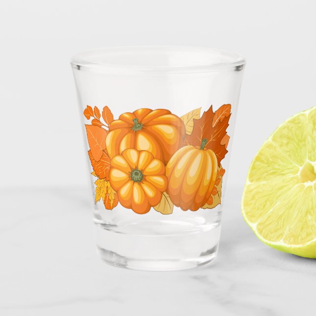 Fall Saison Halloween Pumpkins Muster Schnapsglas (Vorderseite)