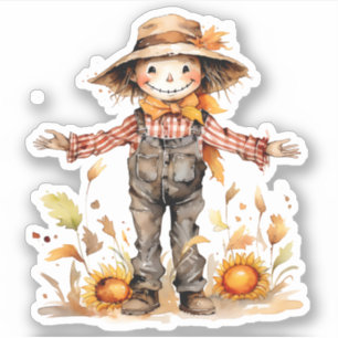 Fall Saison Scarecrow Custom-Cut Vinyl Sticker