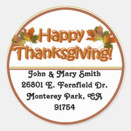 Fall Saisons Bester Glückwunsch Thanksgiving Text Runder Aufkleber