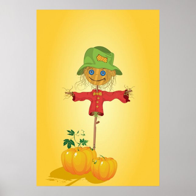 Fall Scarecrow and Pumpkins Autumn Harvest Poster (Vorne)