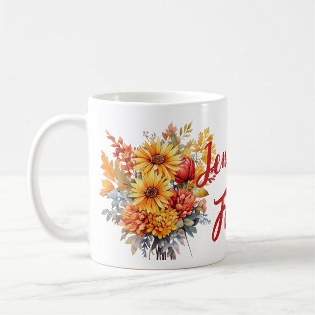Fall Season Bouquet Individuelle Name Kaffeetasse (Links)