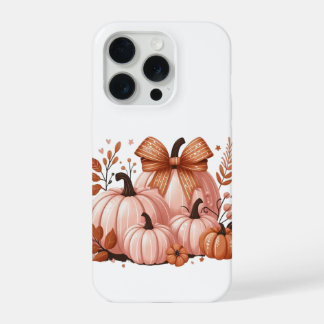 Fall season pink pumpkins with coquette bow iPhone 15 pro hülle