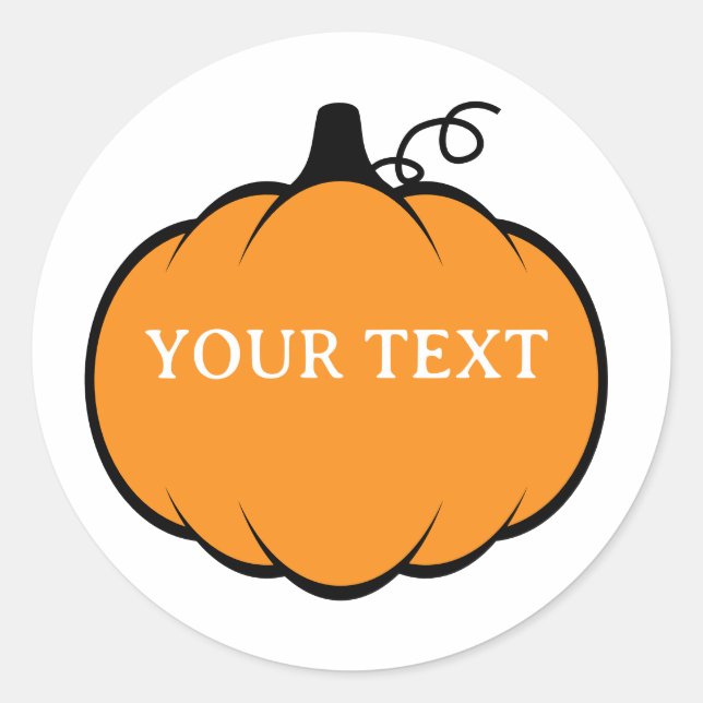 Fall Season Pumpkin Drawing Editable Text  Runder Aufkleber (Vorderseite)