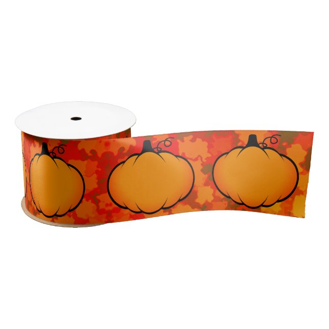 Fall Season Pumpkin Zeichne Harvest Satinband (Spule)