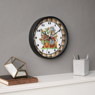 Fall Seasonal Scarecrow wall clock Uhr